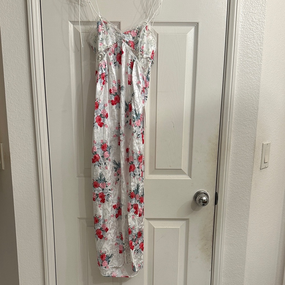 For Love And Lemons White and Red Floral Midi Dress